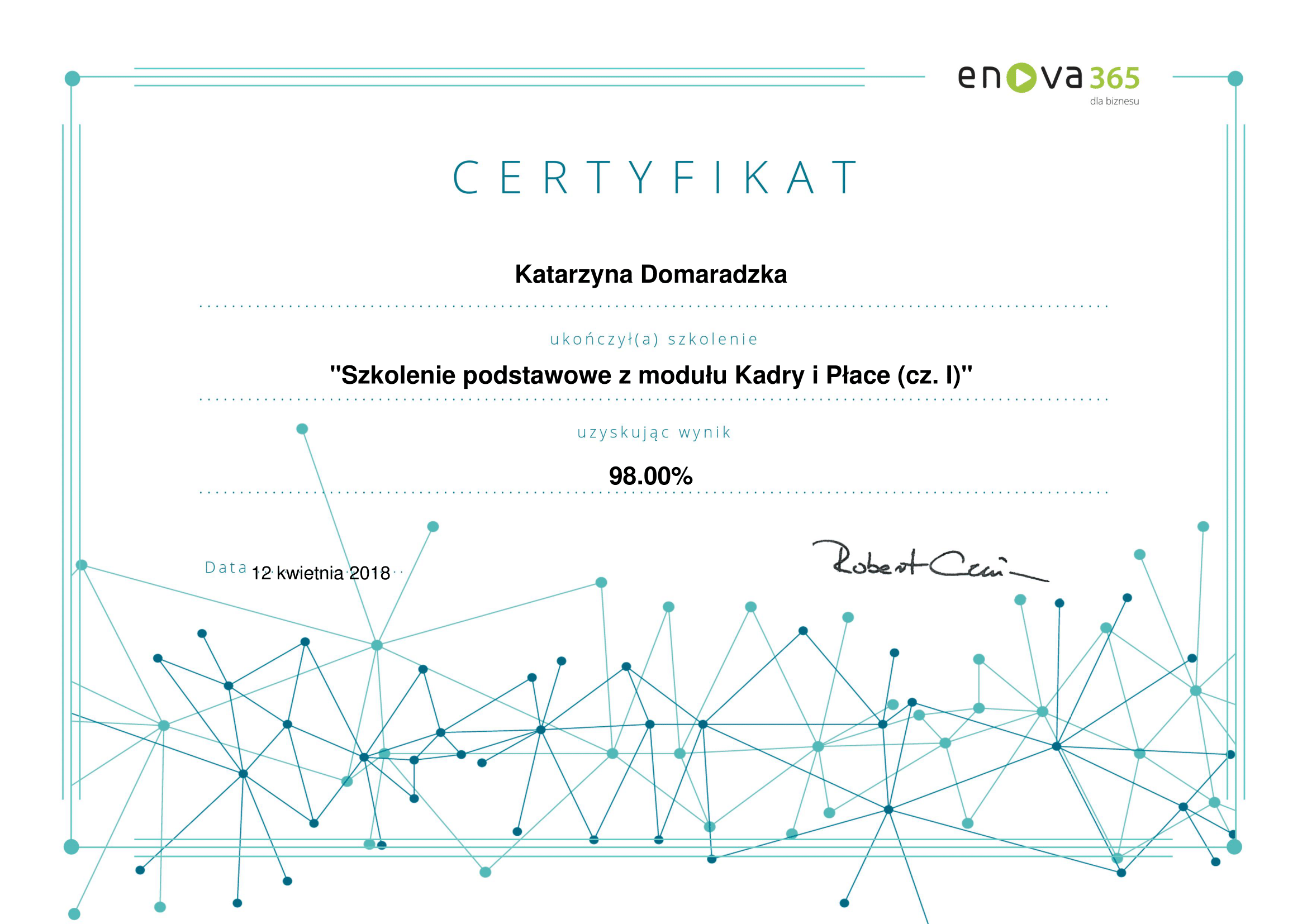 enova365_Certyfikat_podstawowy_Kadry_Płace